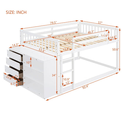 Bunk Bed With 4 Drawers and 3 Shelves