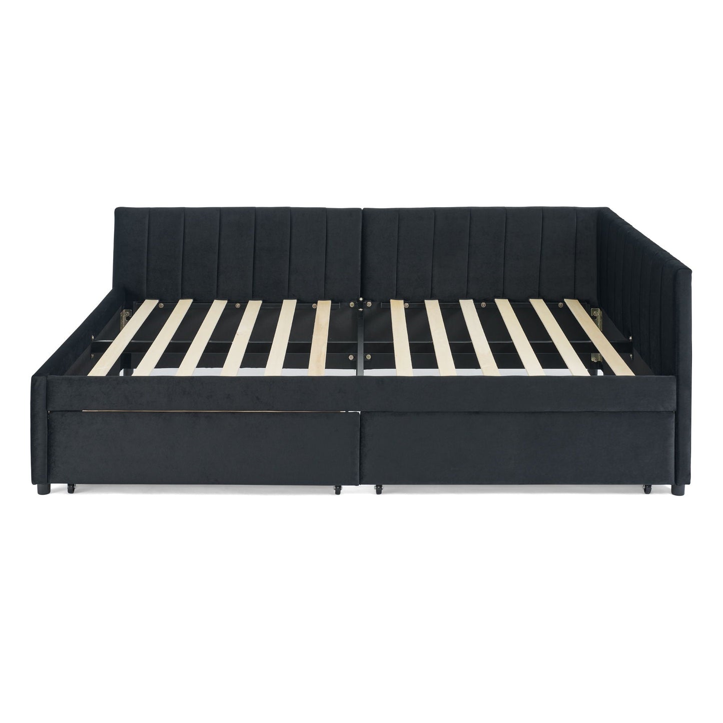 Upholstered Tufted Daybed Frame With Storage Drawers