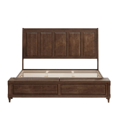 Sleigh Bed Frame With Tall Headboard And Storage Bench