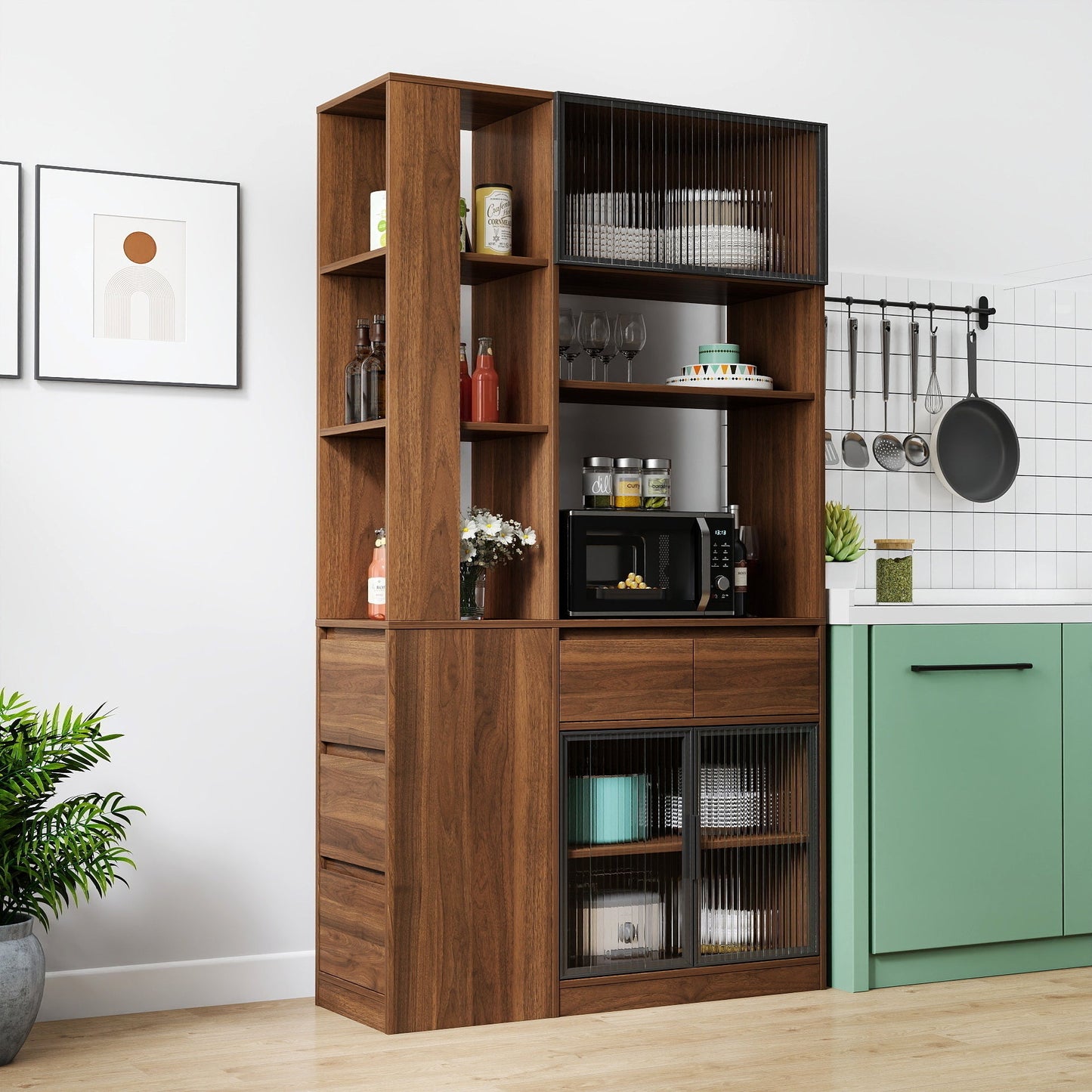 70.87"H Tall Storage Cabinet with Multi-Functional Storage Space