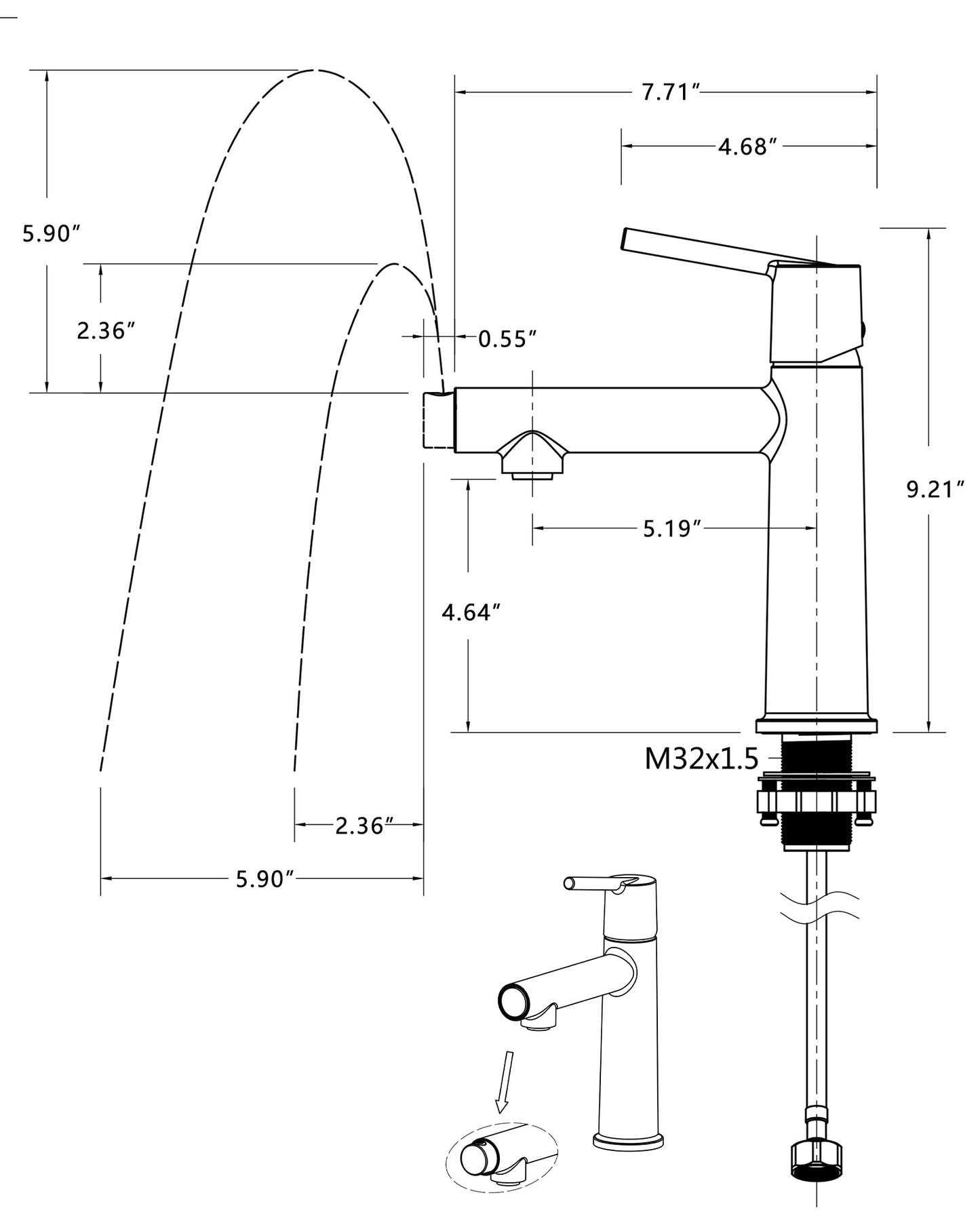 Chrome Single Handle Bathroom Faucet for 1 or 3 Holes