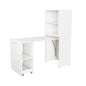 Stretchable Office Desk With Storage Shelves And Mobile Wheels