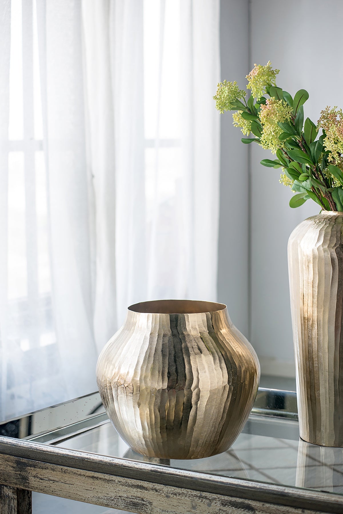 11x11x9" Aluminum Chisel Flower Vase