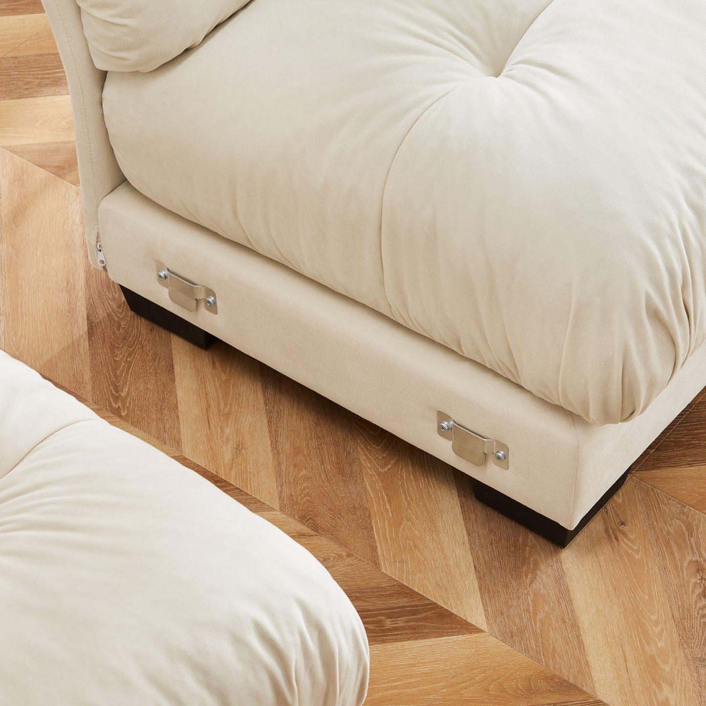 Modern Sofa With Bolstered Armrests And Pillows