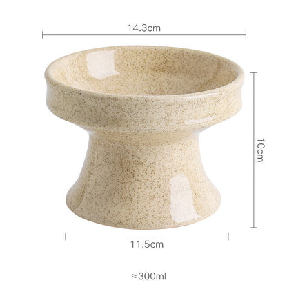 Cat Bowl Ceramic Shallow Mouth High Foot Anti Overturn Double