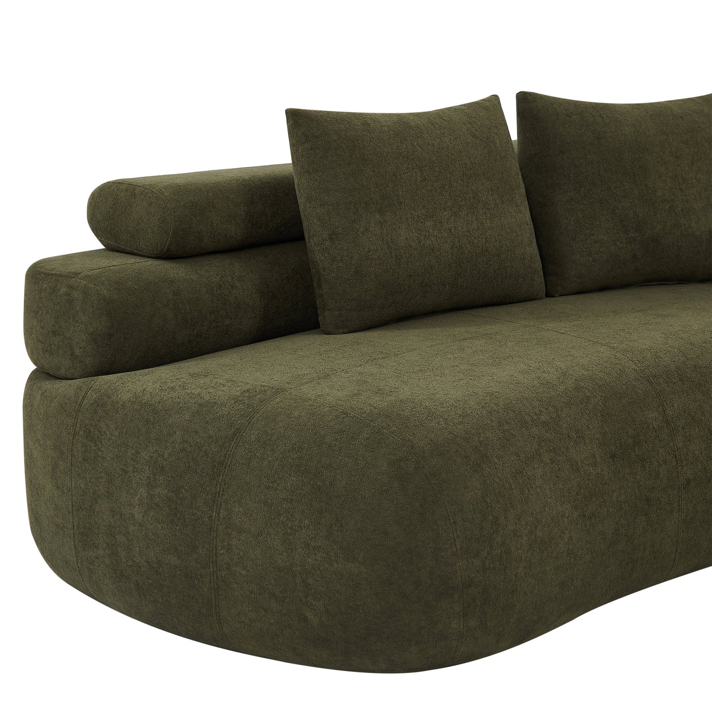 122" Curved Sectional Sofa (Olive Green)