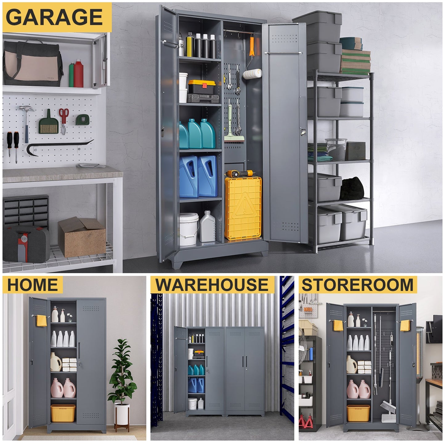 Gray And Metal Storage Cabinet