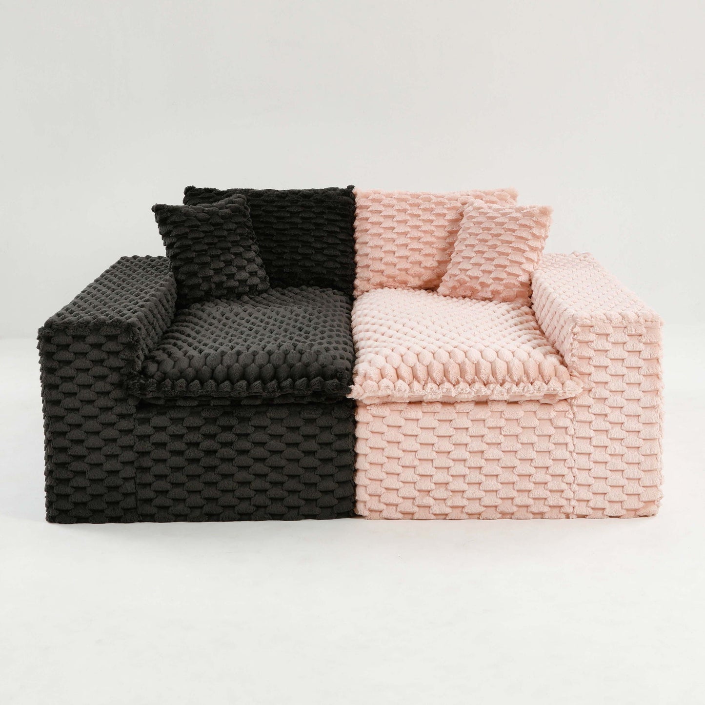 Multifunctional Sofa Pink Black, Fits 4 People