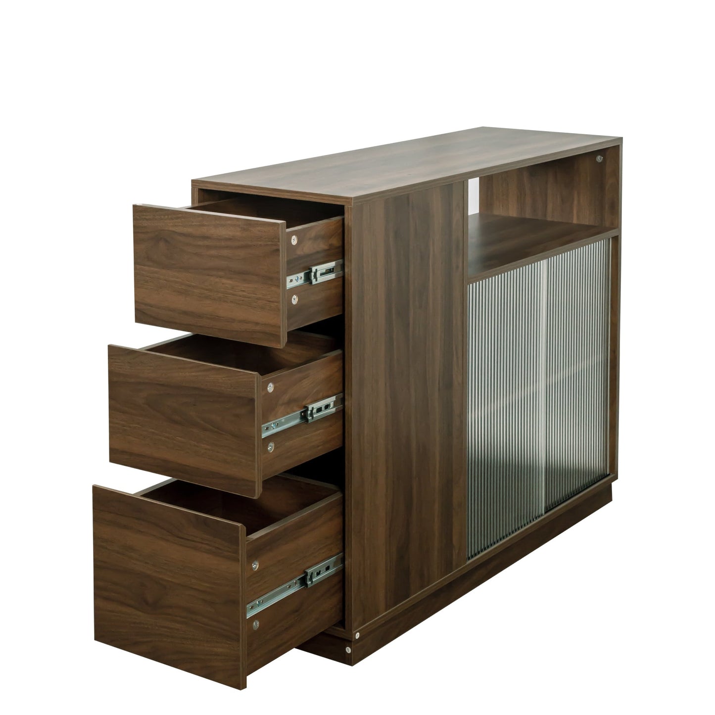 Kitchen Sideboard, Small Countertop Organizer with Sliding Glass Doors and Drawers
