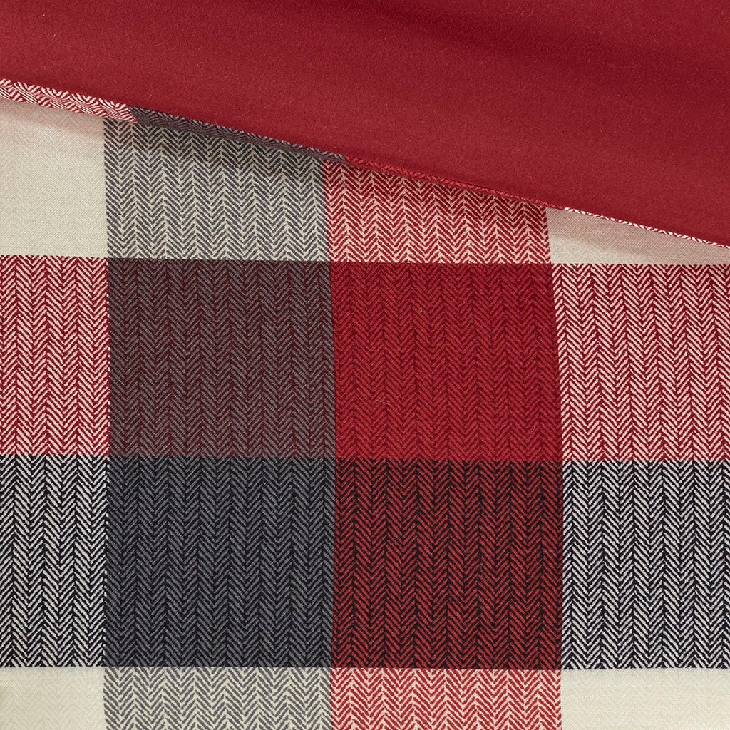 7 Piece Herringbone Comforter Set Red Cal King