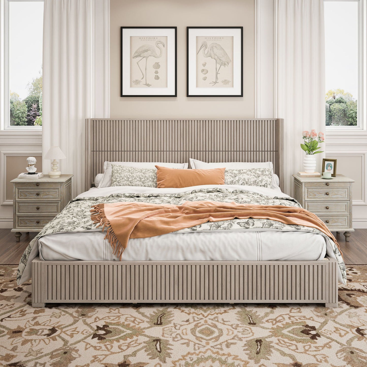 Platform Bed Frame With Headboard, Floor Standing Design