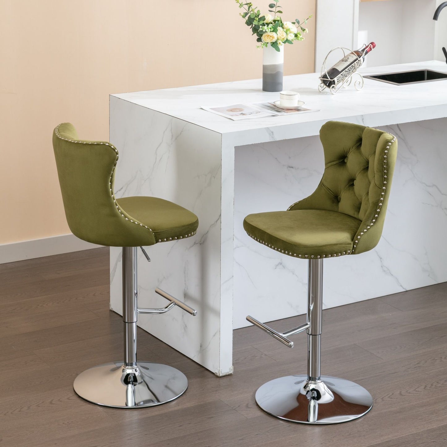 Swivel Adjustable Height Barstools Set of 2