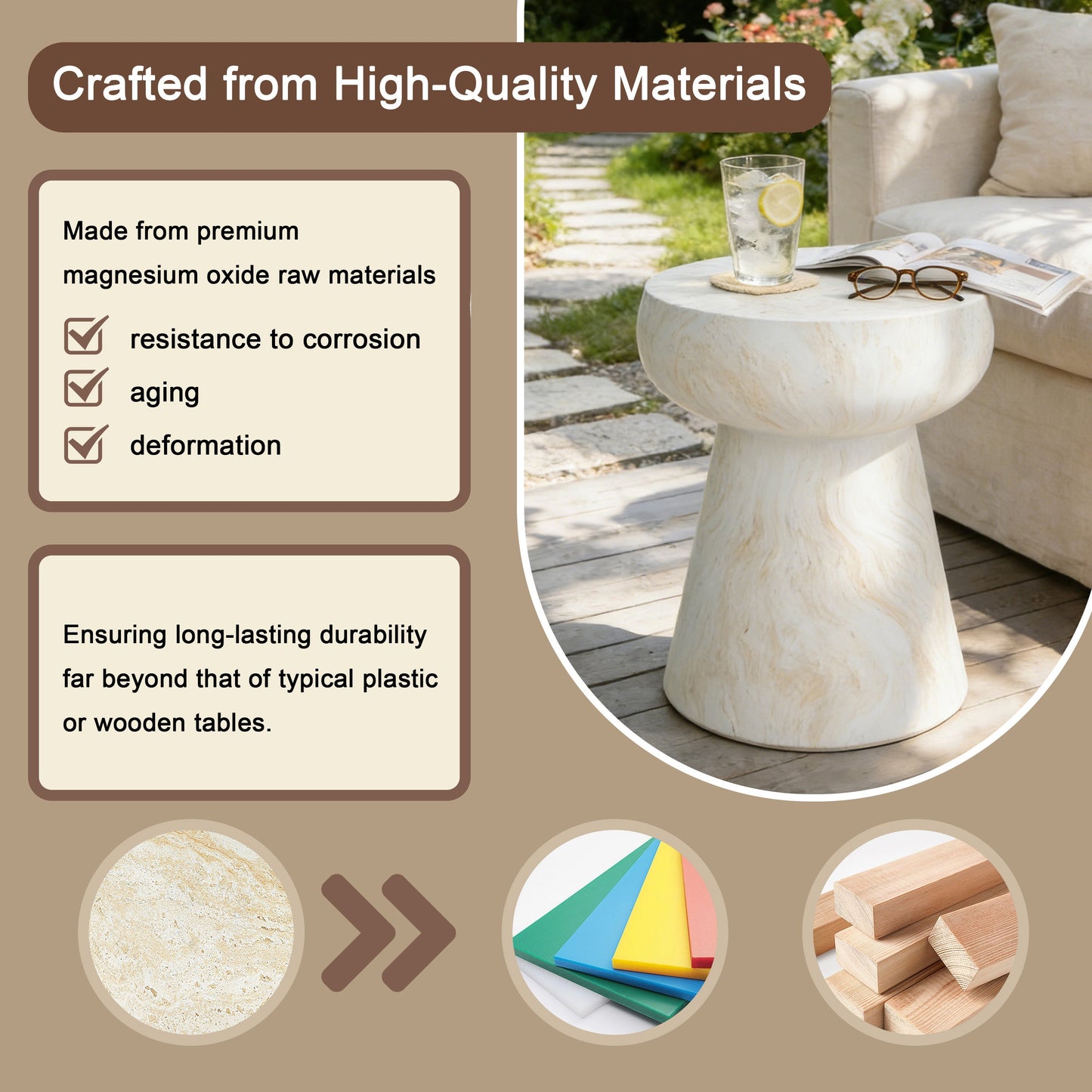 U_Style Mushroom-Shaped Outdoor Concrete Side Table