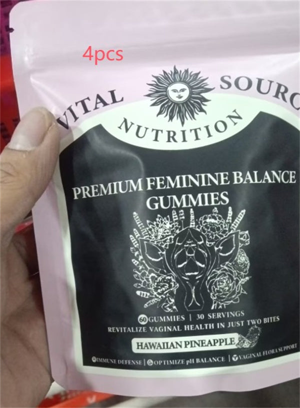 Premium Feminine Balance Gummies, Hawaiian Pineapple Flavor, Supports PH Balance & Vaginal Health, 60 Gummies, 30 Servings