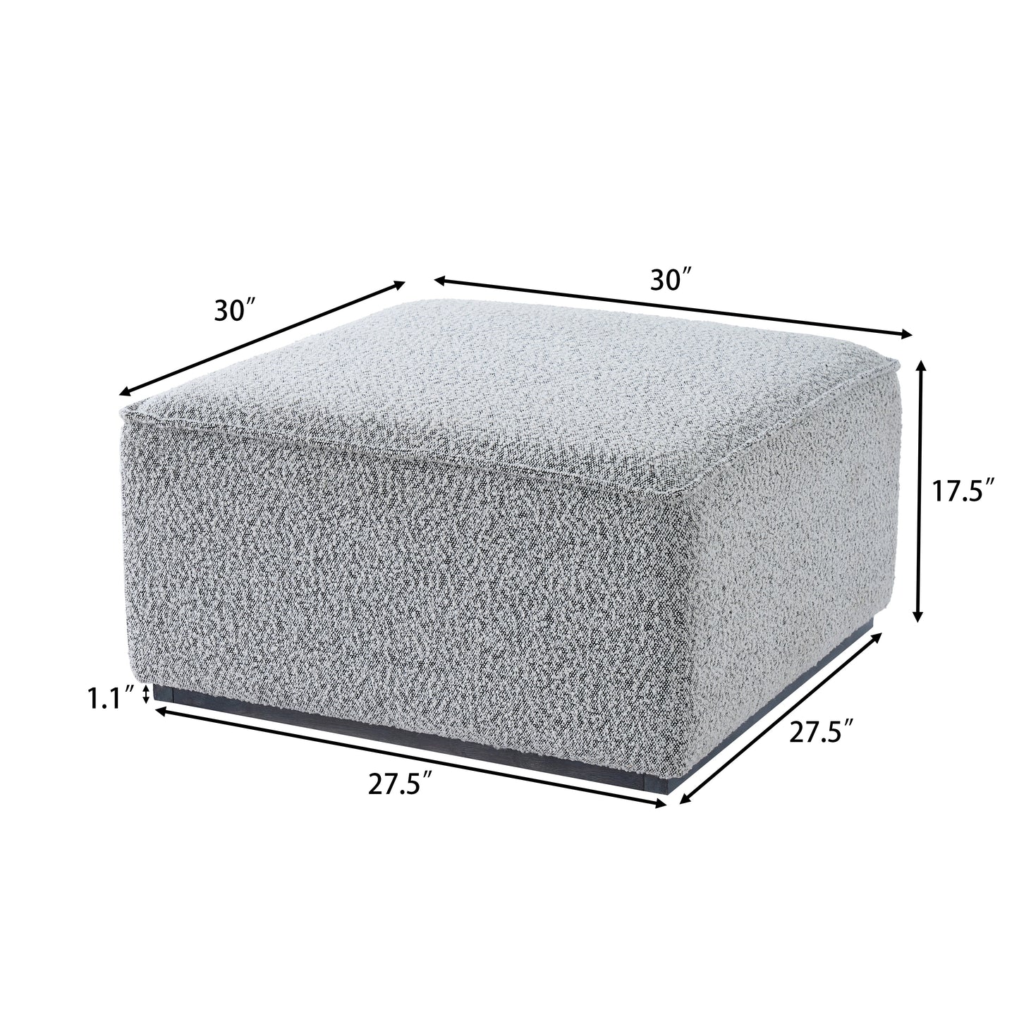 Square Upholstered Ottoman with Black-and-White Fabric