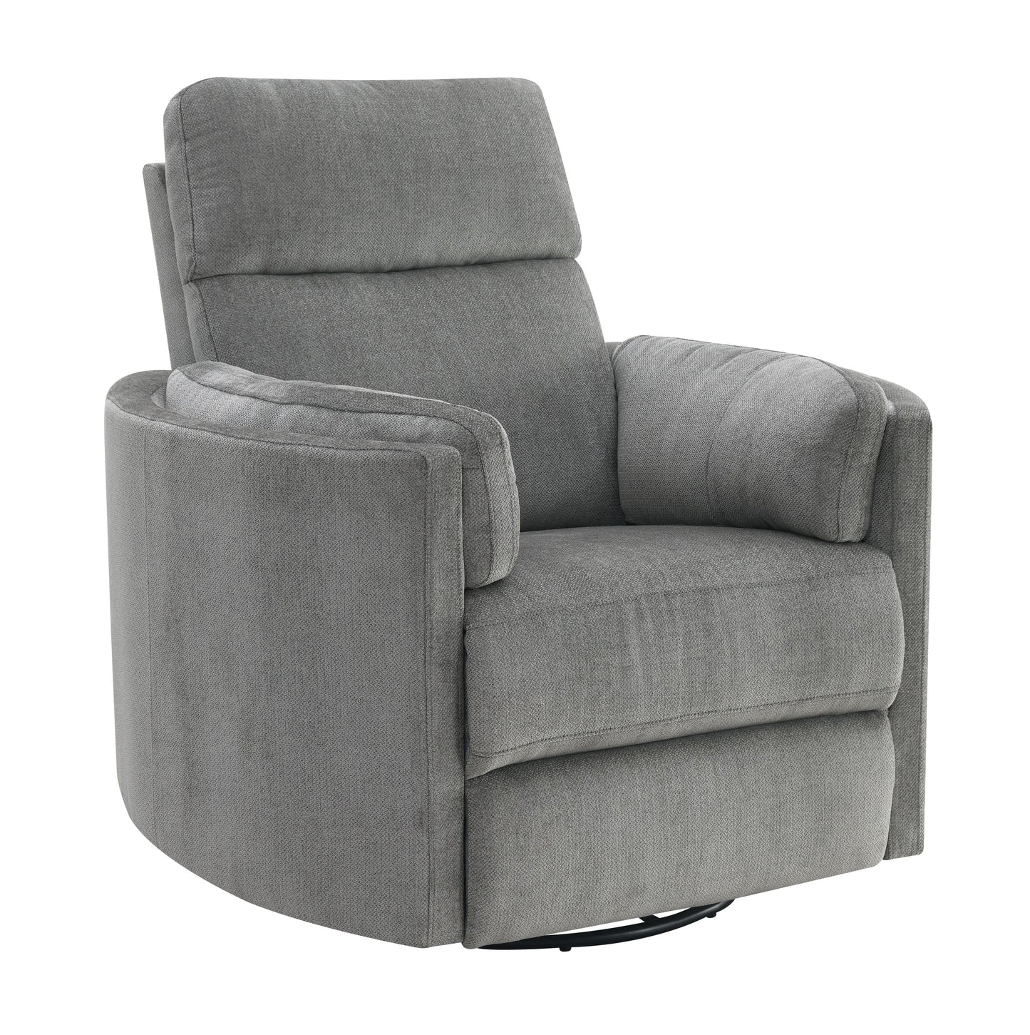 Sagen Charcoal Chenille Glider Recliner with Swivel