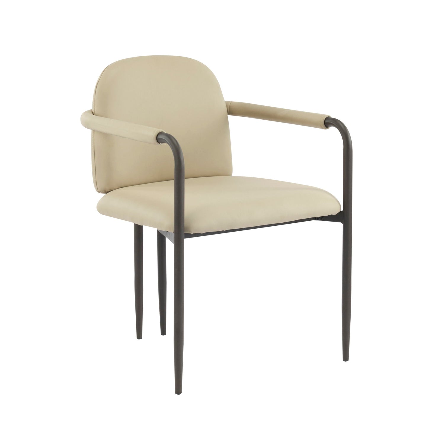 Modern Dining Chair Set of 2 with Iron Frame - Espresso / Khaki