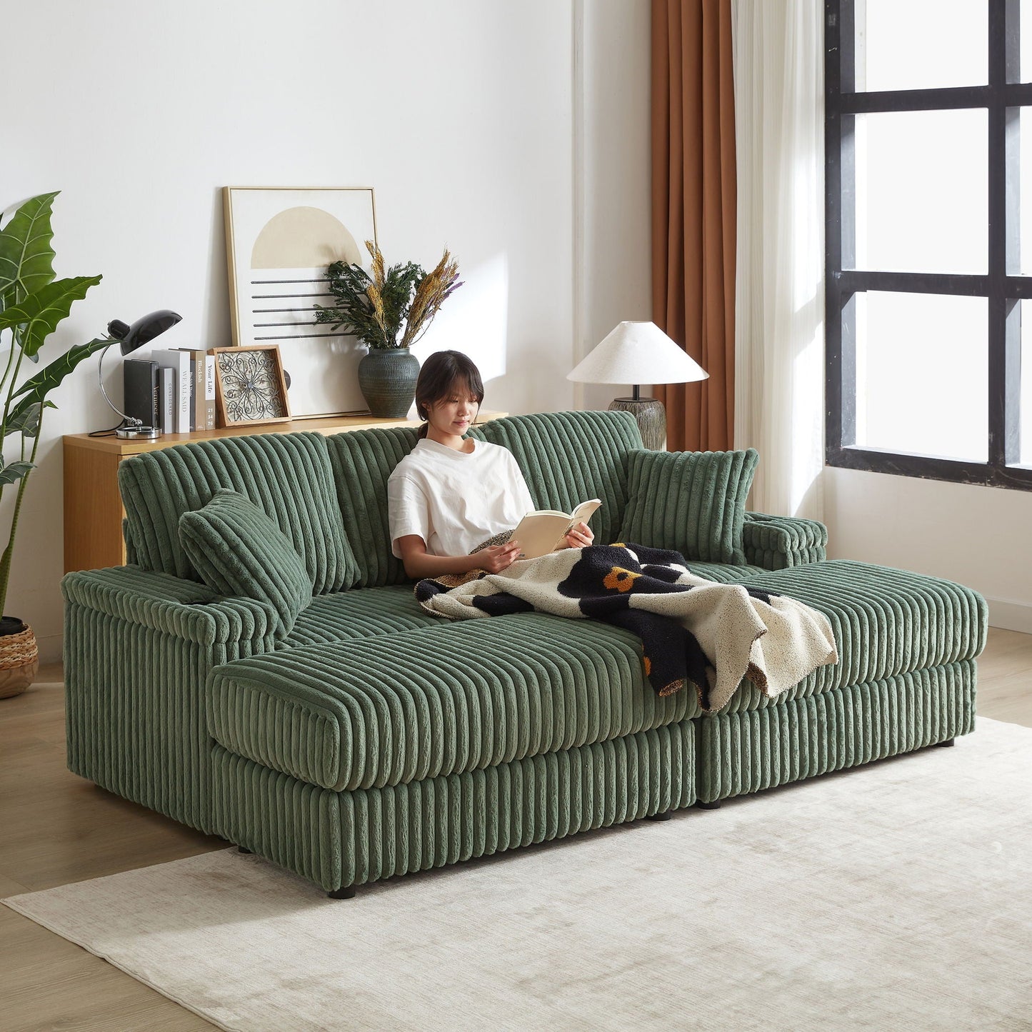 3 Seater Sofa With 2 Ottomans For Living Room