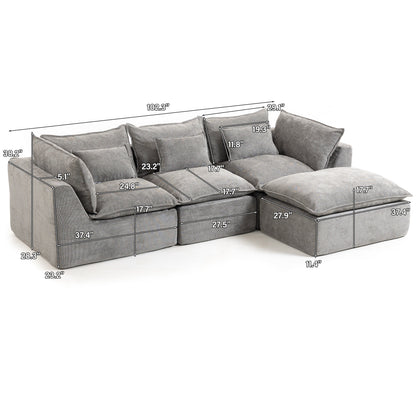 102.3" Width Cloud Couch Oversized Modular Sectional Sofa