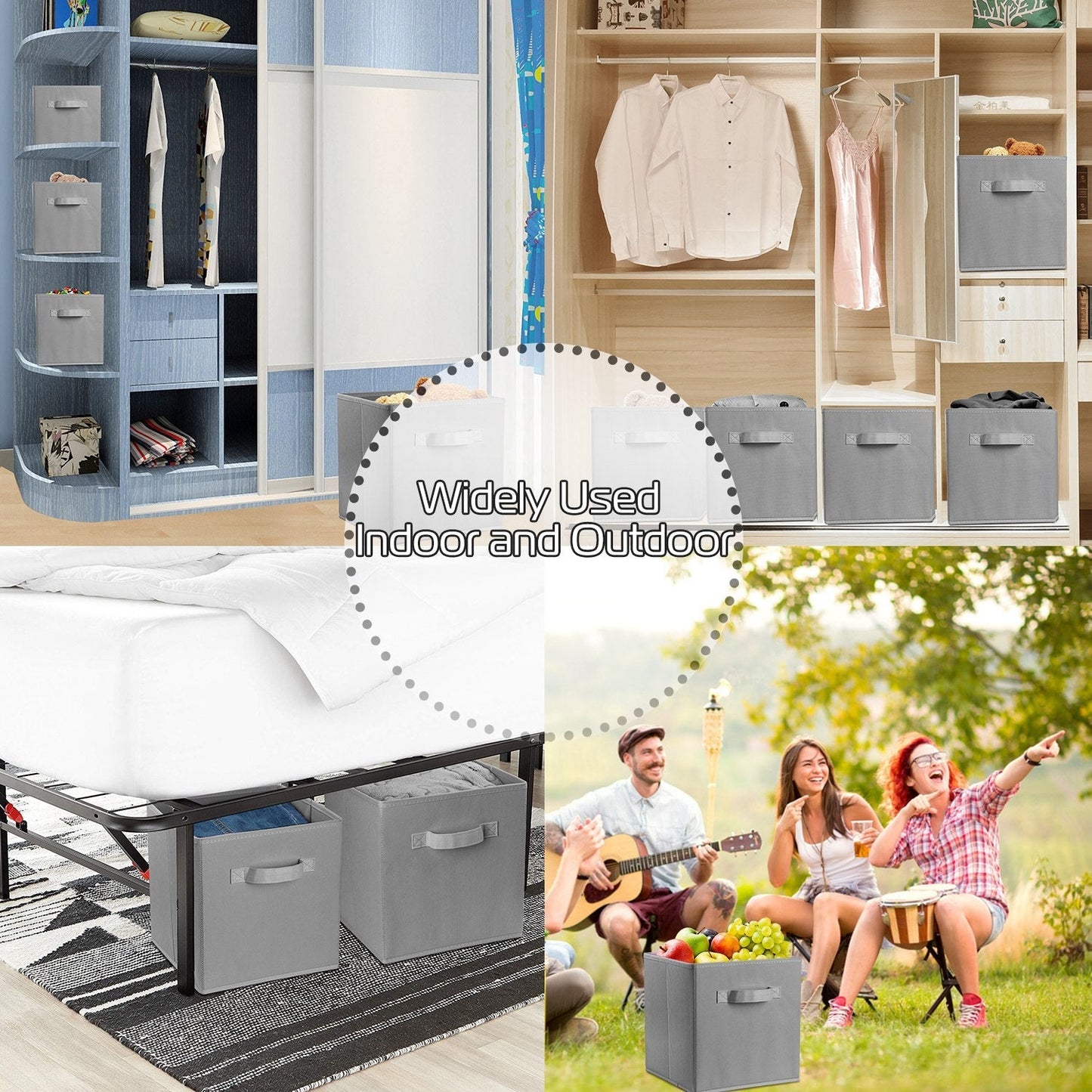 iMounTEK 4 Pack Foldable Storage Cube Bins Cloths Closet Space Organizer Basket Shelves Box for Clothes Toys Books Cabinet