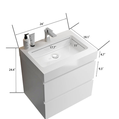 Alice - Bathroom Vanity With Large Storage, Sink, Wall Mounted