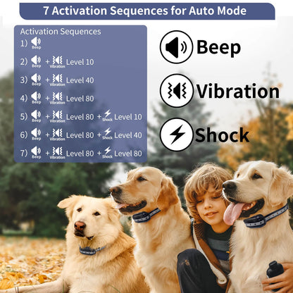 Shock Collar For Large Dogs, Bark Collar With Remote, Bark And Training Collar 2 In 1, Auto Bark Collar - Shock, Vibration, Beep And Auto Mode, Remote Range 2800 Ft