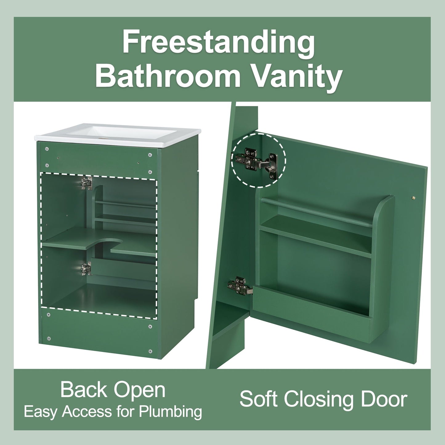 Bathroom Vanity With Sink, Cabinet With Adjustable Shelf