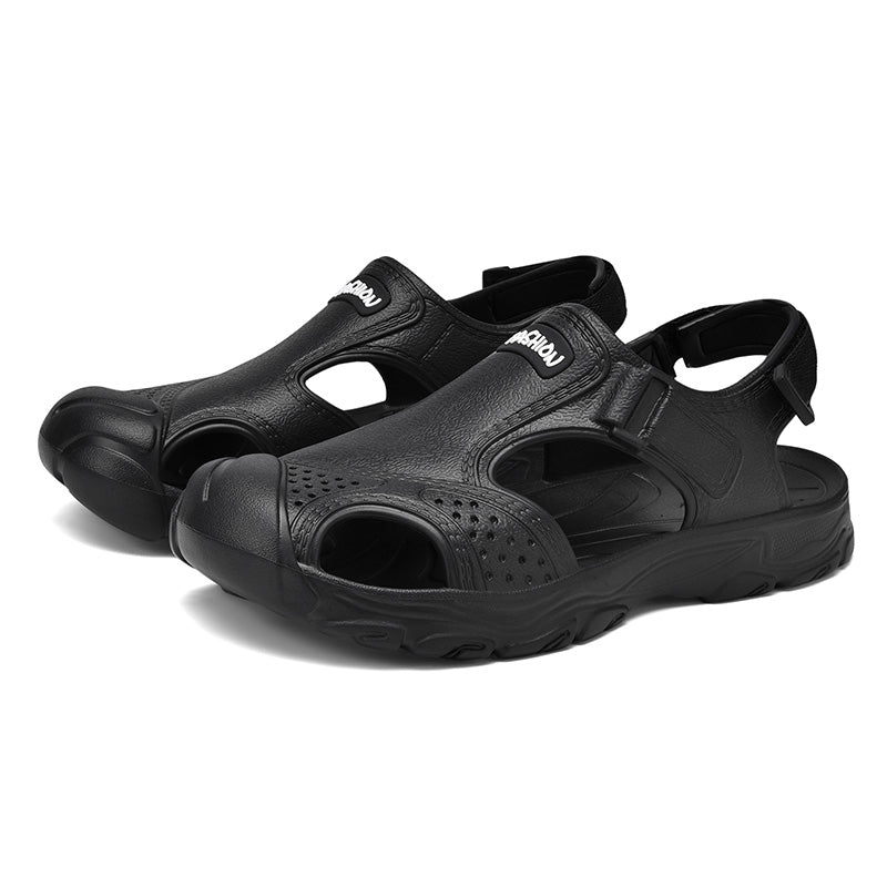 New Plus Size Men's Closed Toe Outdoor Sandals, Fashion Anti-slip Collision-proof Quick Dry Water Shoes For Beach & Wading