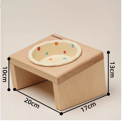 Beech Pet Heightened Bowl Rack Ceramic Neck Protector