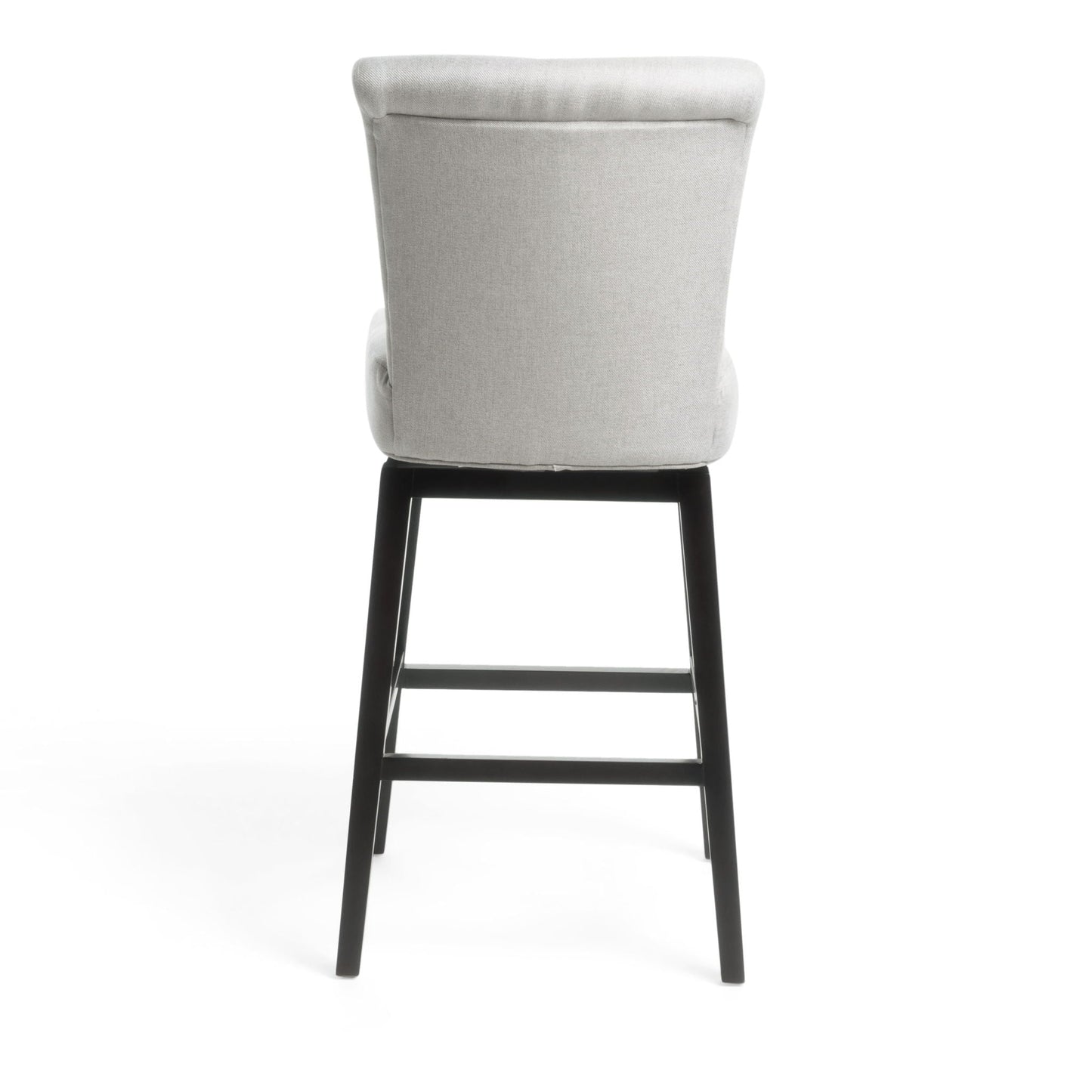 Quicksilvered Upholstered Swivel Counter Stool With Wood Legs - Beige