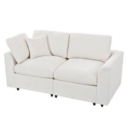 U-Style 4-Piece Sofa Set, 2 Accent Chairs + Loveseat + Movable Ottoman