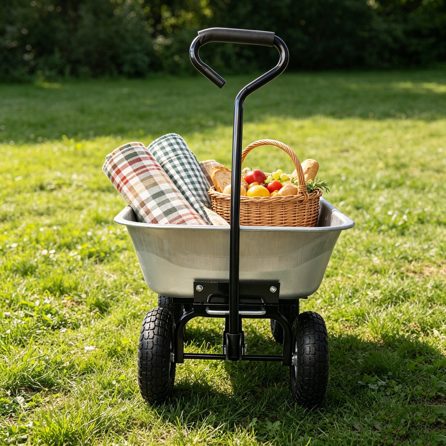 Folding Poly Garden Dump Truck with Steel Frame and Pneumatic Tires