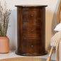 Solid Wood 3-Drawer Chestnut Drum