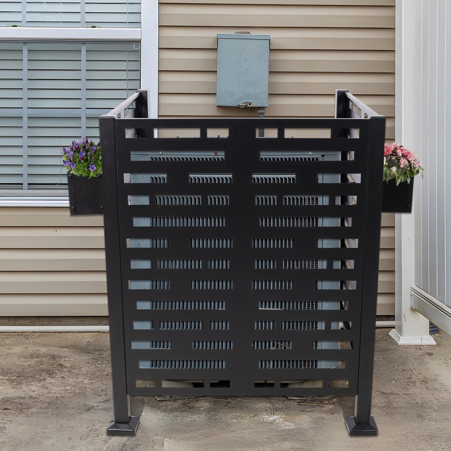 3x3 Ft Metal Air Conditioner Privacy Fence with Planter Boxes