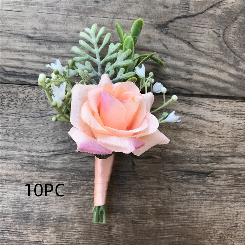 Korean Fabric Bride And Groom Corsage Rose Small Buds Silk Flower Before Marriage