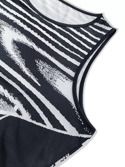 Sleeveless Bodycon Maxi Dress with Abstract Print