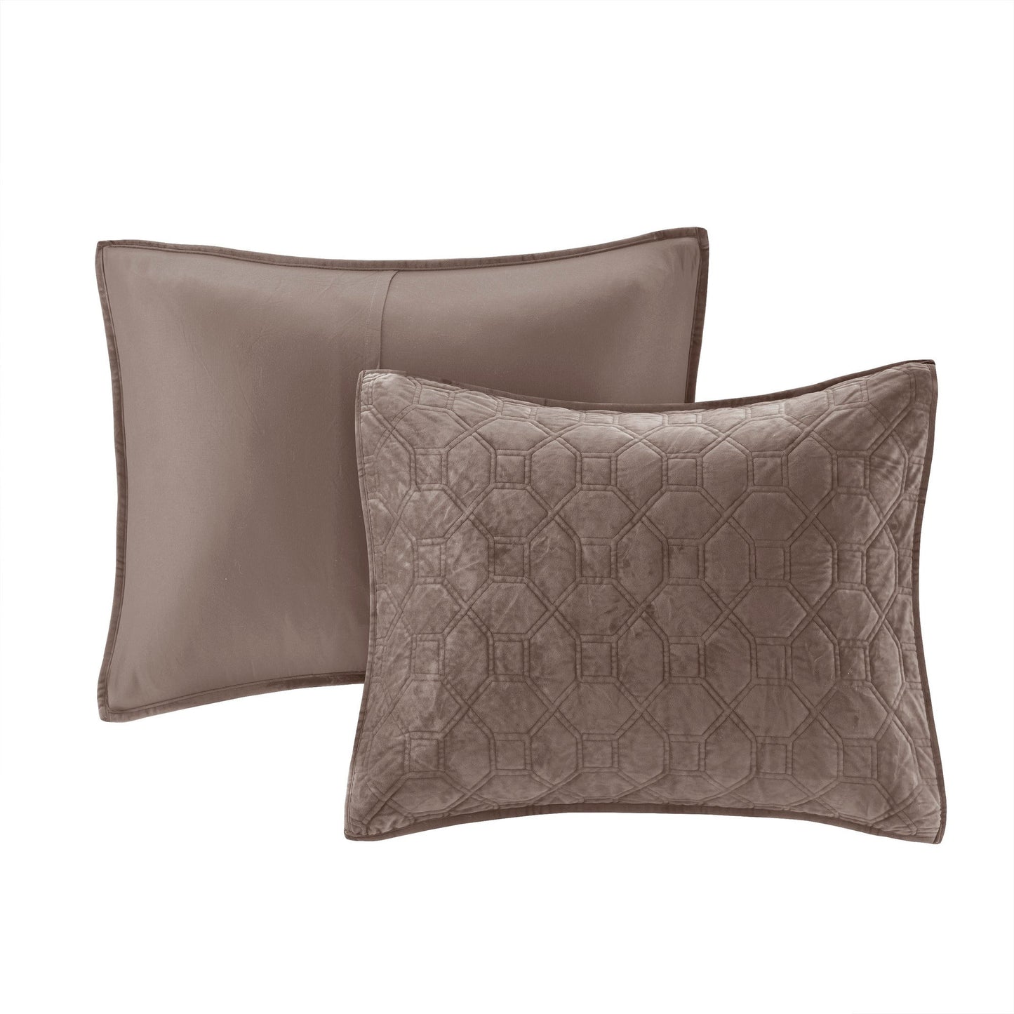 3 Piece Velvet Quilt Set Taupe Full/Queen