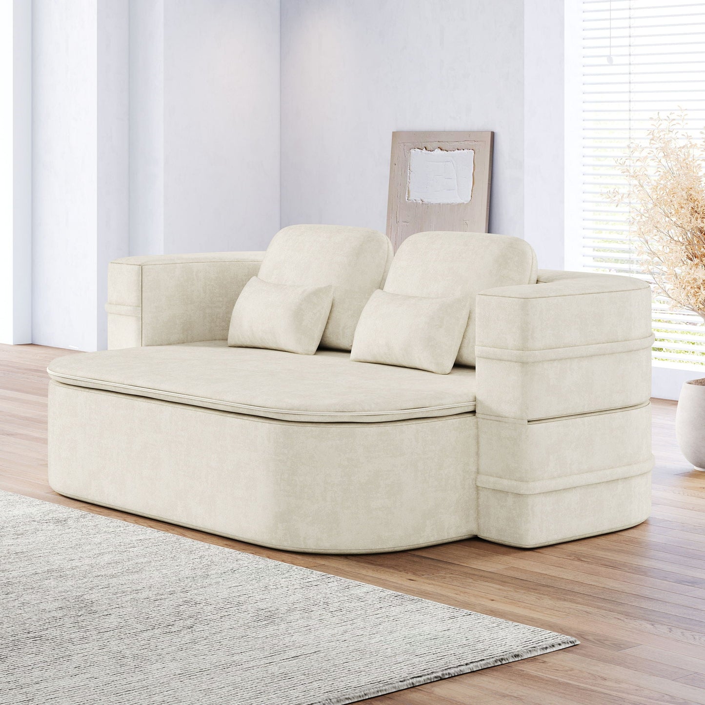 2 In 1 Foldable Sofa Bed With Multi Functional Blanket, Floor Lounge Sofa