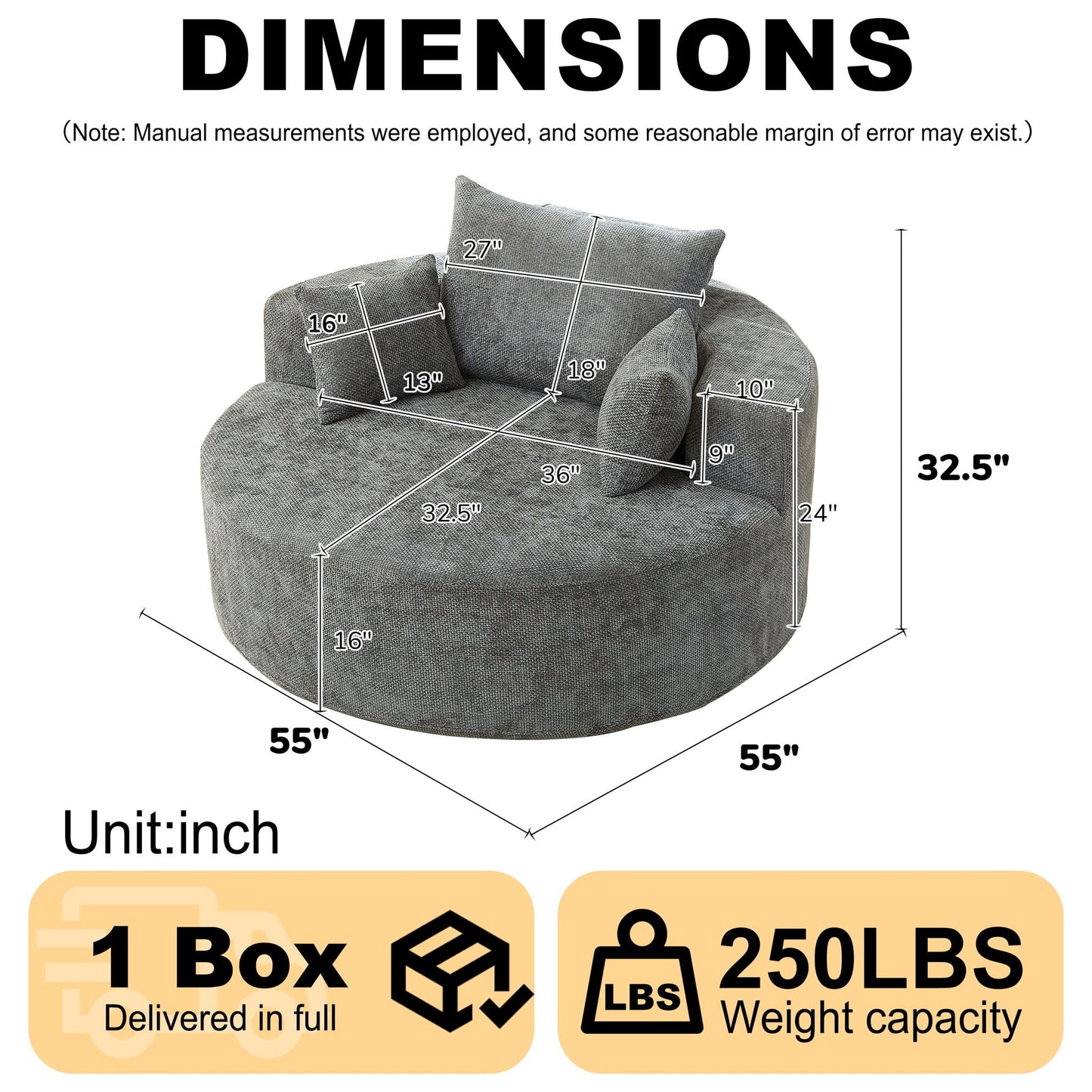 Single Sofa, Sleeper Chair For Living Room - Gray