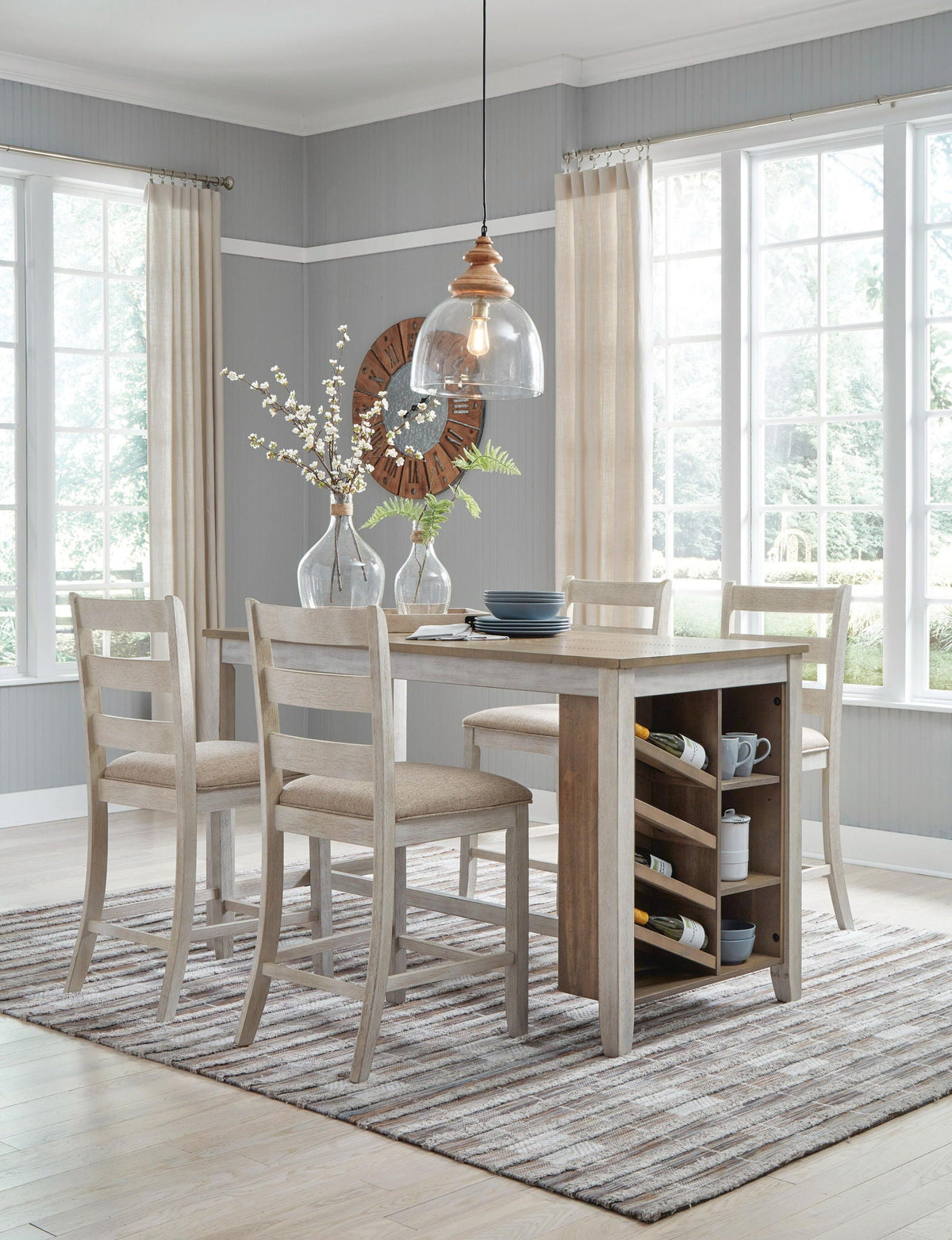 Skempton - Rectangular Counter Table With Storage - White