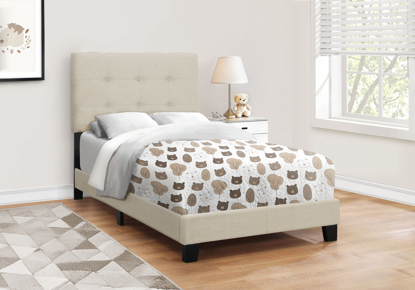 Transitional Upholstered Bed Frame