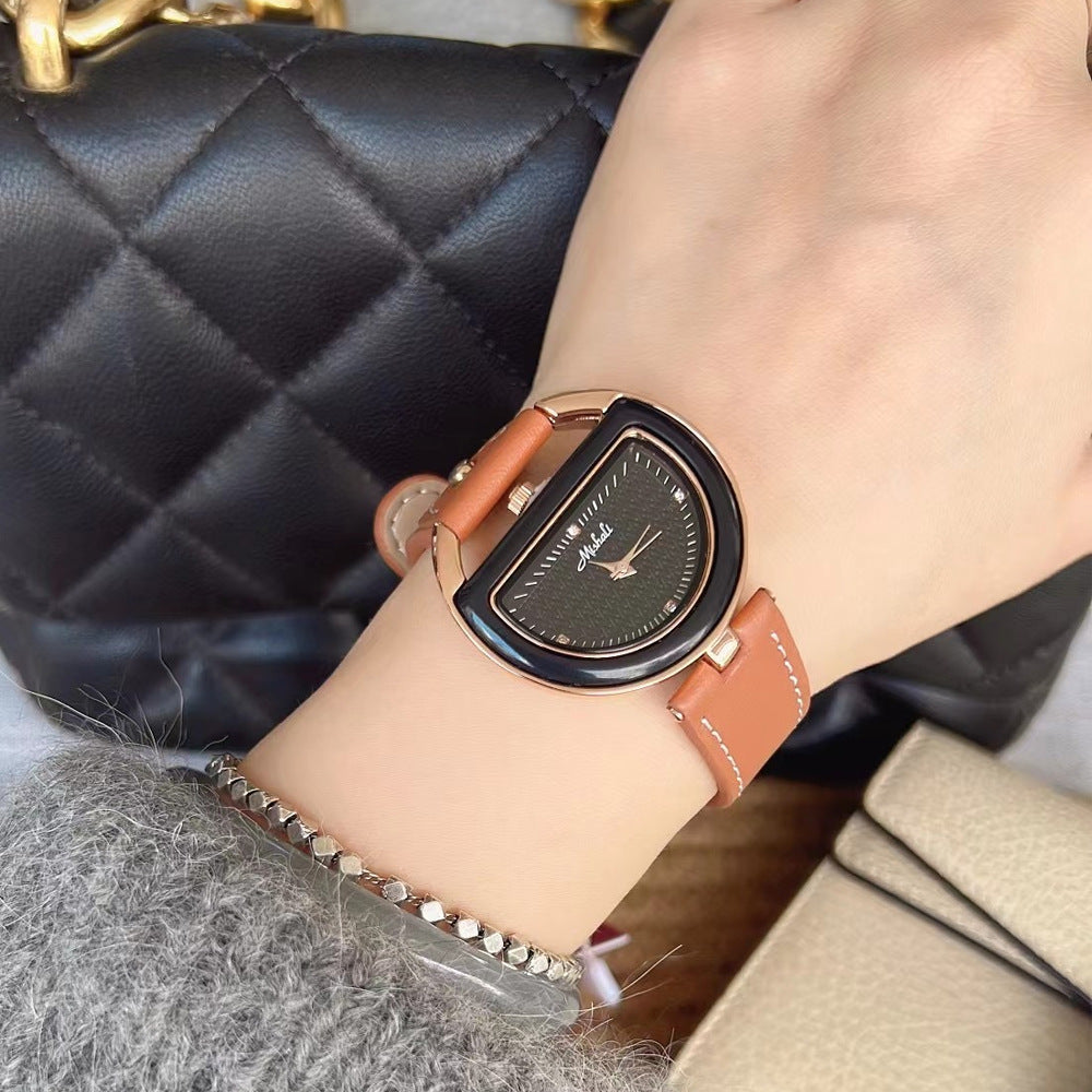 Womens Watch With A Genuine Leather Strap Simple And Elegant