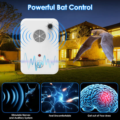 4Pack Plug In Ultrasonic Bat Repellent Indoor Bird Mouse Deterrent Device with 6 Adjustable Levels for Attic Garage Kitchen Warehouse