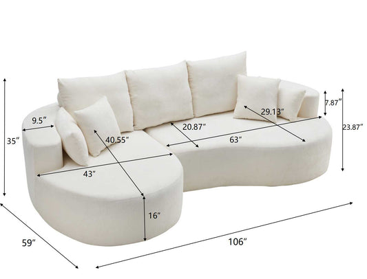 106 in. 2-Piece Fabric Cloud Curved Sectional Chenille Sofa with Chaise