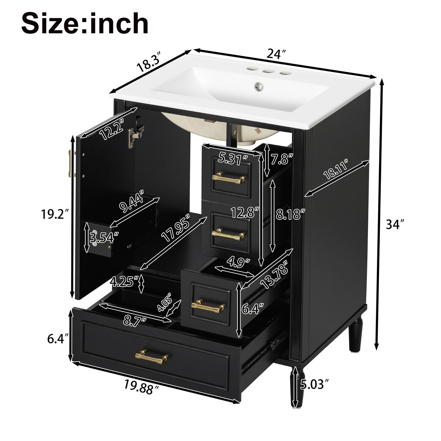 Traditional Bathroom Vanity Set With Soft Close Doors