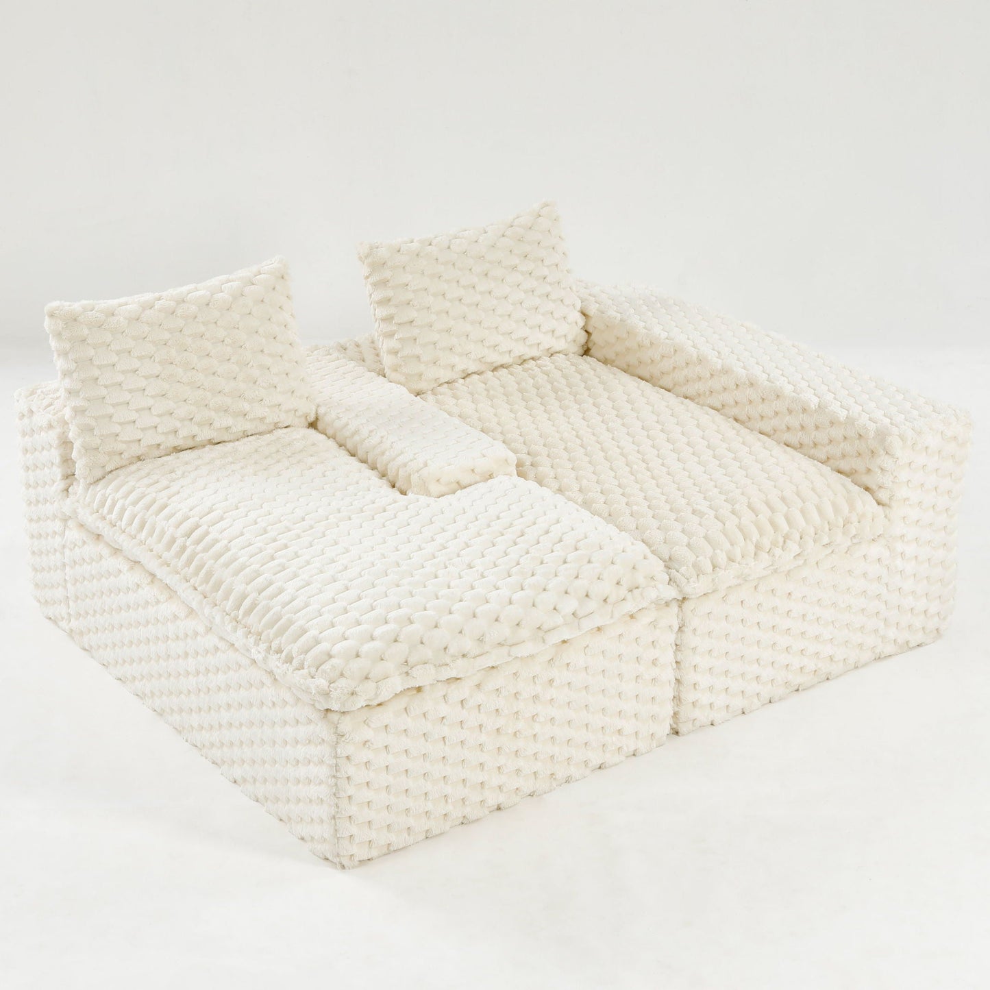 Modular Sofa, Convertible Twin Seat With Chaise Lounge