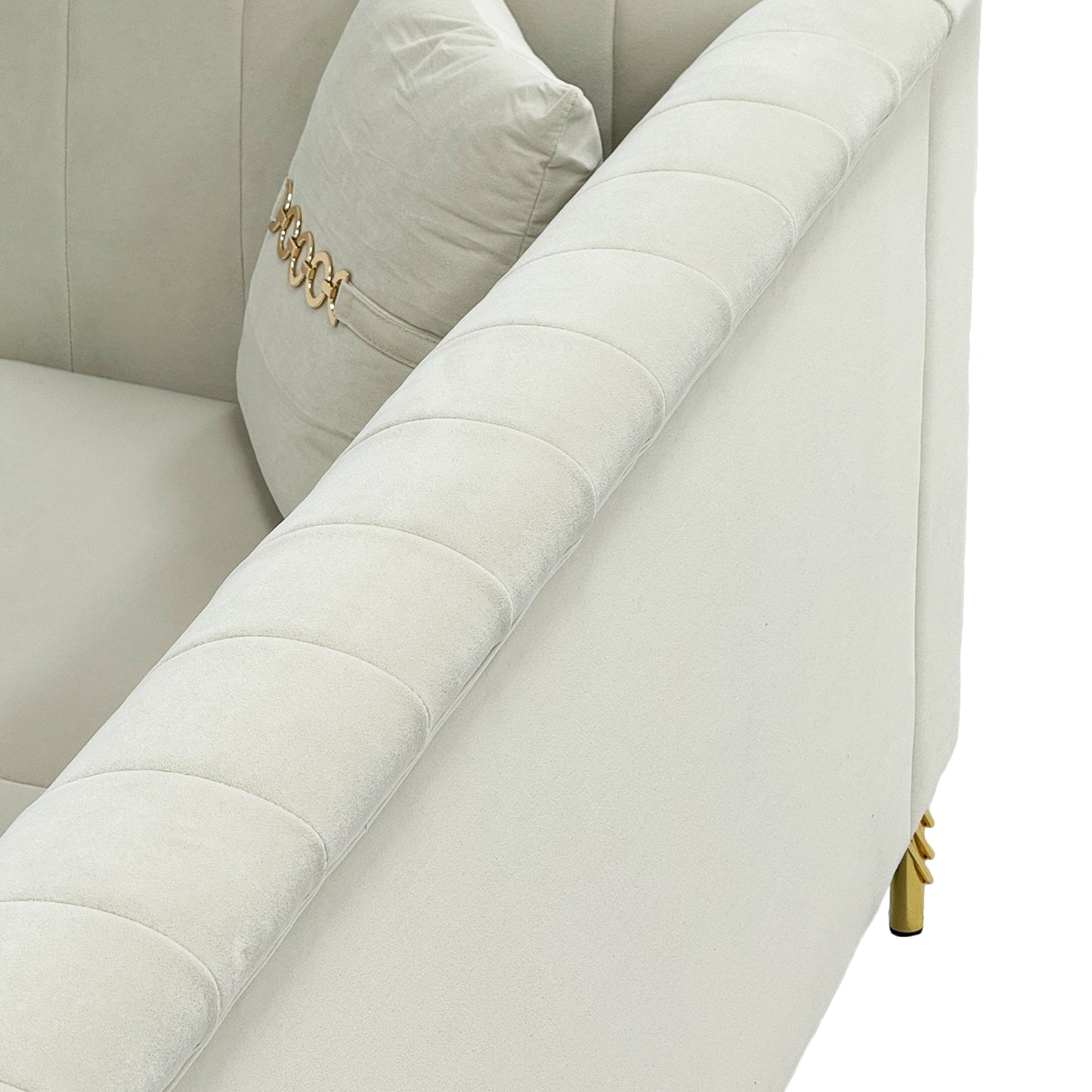 FX-P82B-BE (834-3 Sofa) Velvet 3-Seater Sofa