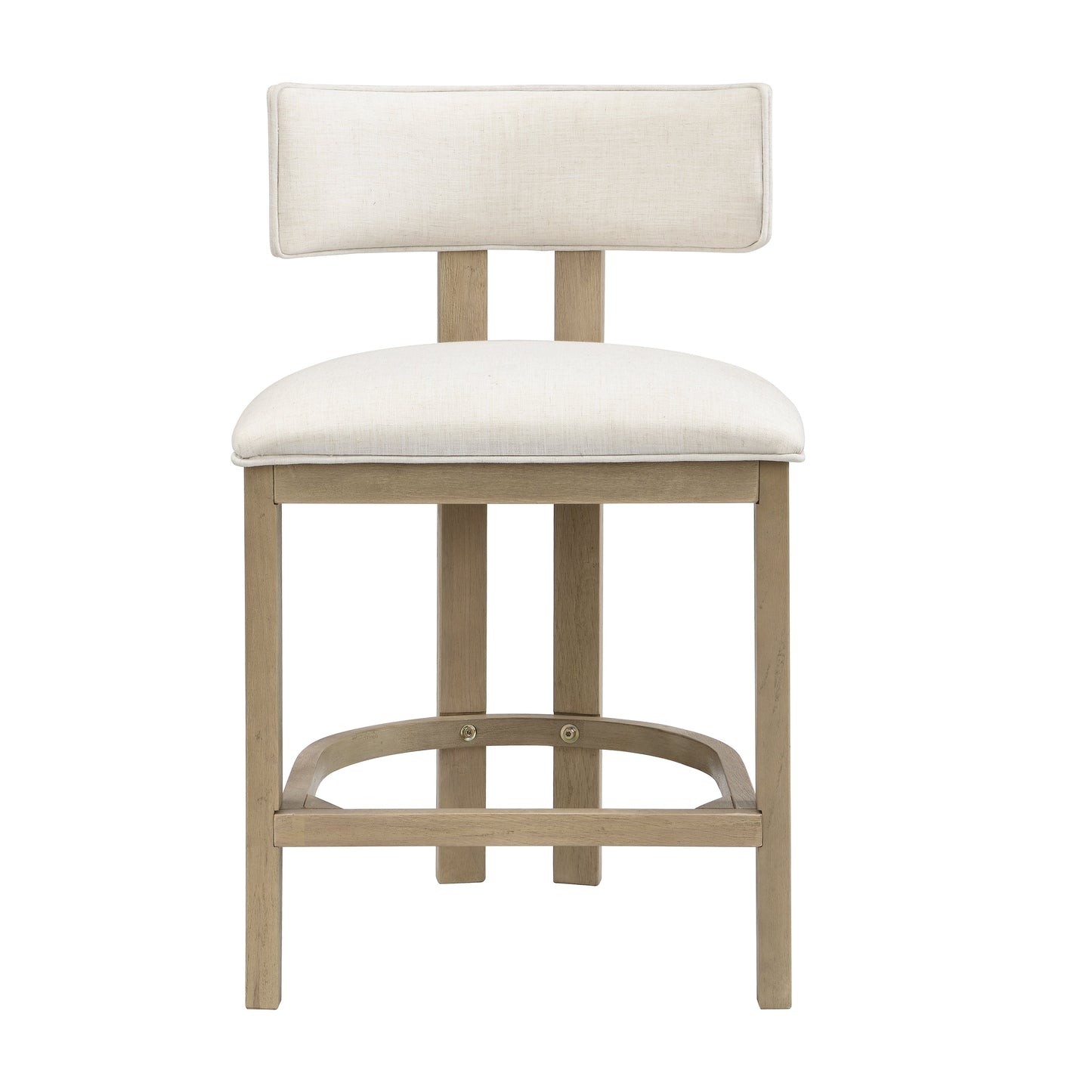 26" Counter Height Bar Stool, Upholstered Counter Stools (Set of 2) - Light Ash + Beige