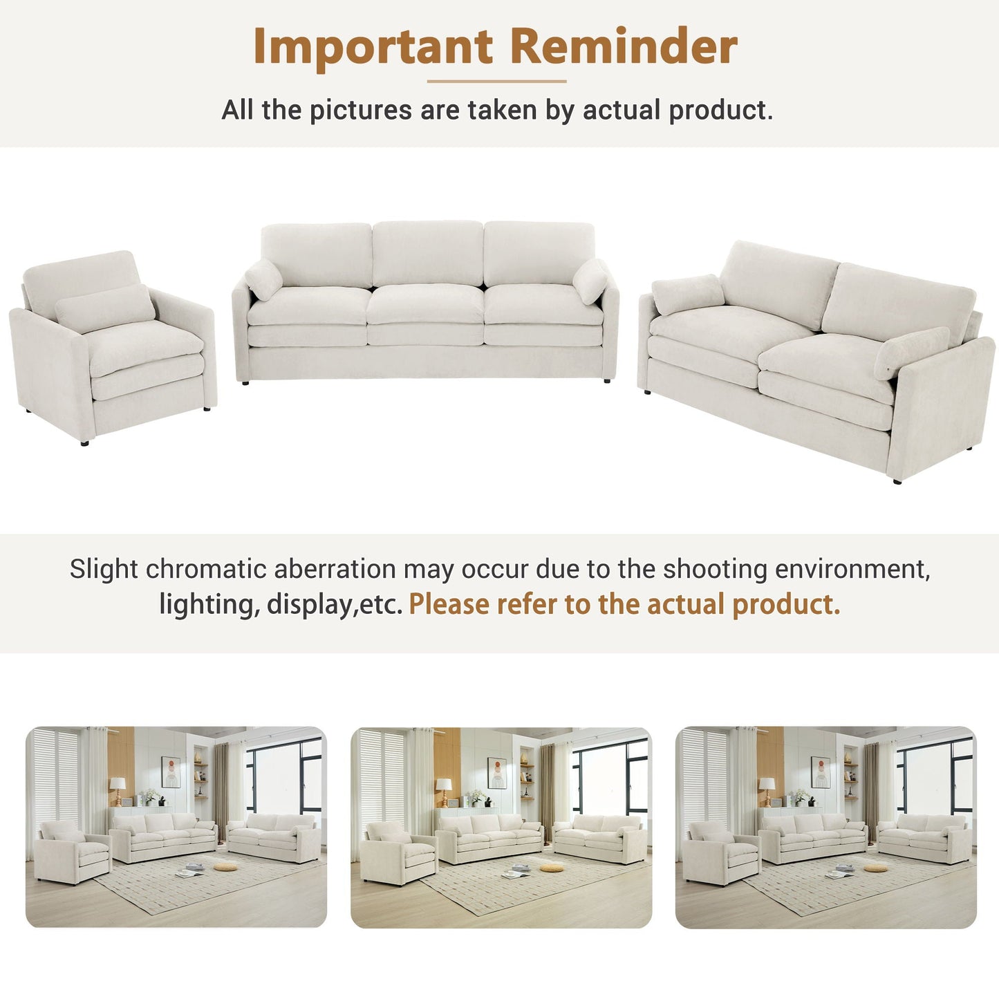Cozy Upholstered Sofa Set For Living Room