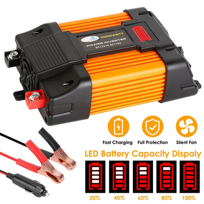 500W Continuous Power Inverter DC 12V To AC 110V Car 4000w Peak Power Inverter w/ Dual 5V 2.1A USB Ports For RV Caravan Truck Laptop